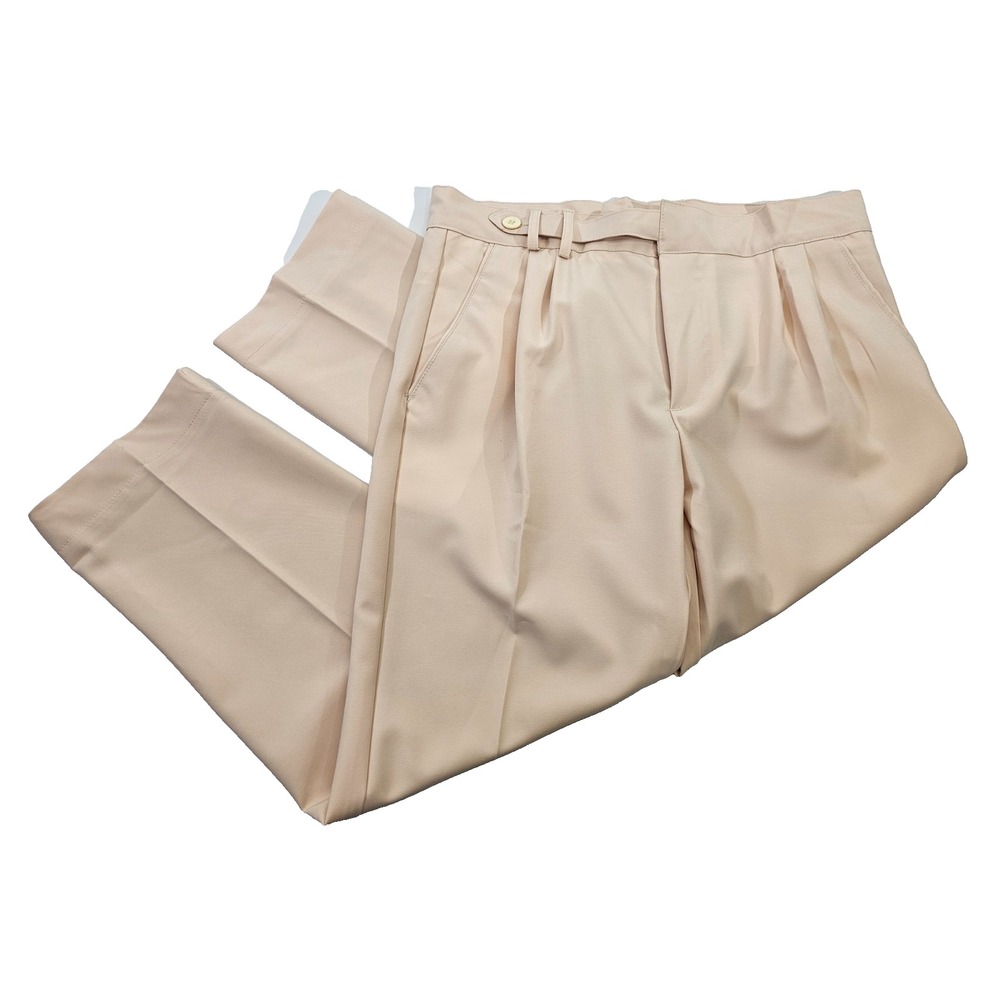 PARIJAN Men's 35x26 Off-White Pleated Front‎ Tapered Leg Dress Pants Slacks